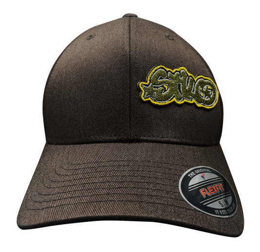 front view of urban inspired brown hat